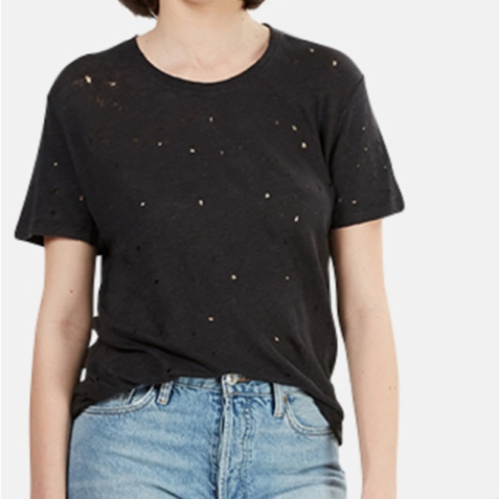 SOLD IRO “Clay” distressed linen tee in black